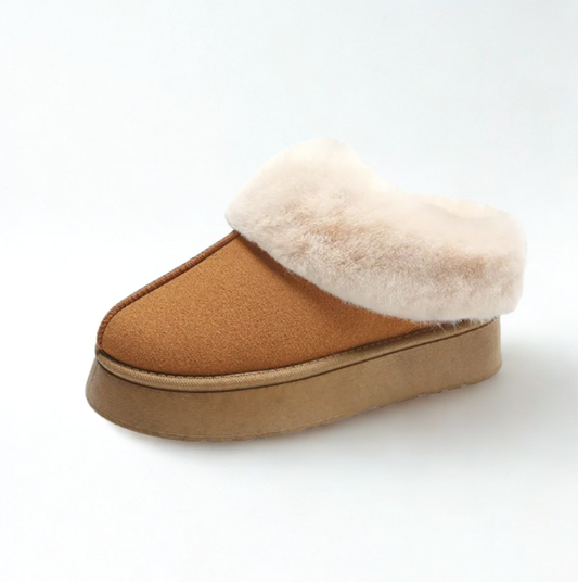 Women's Fur Mouth Short Tube Wrapped Cotton Slippers